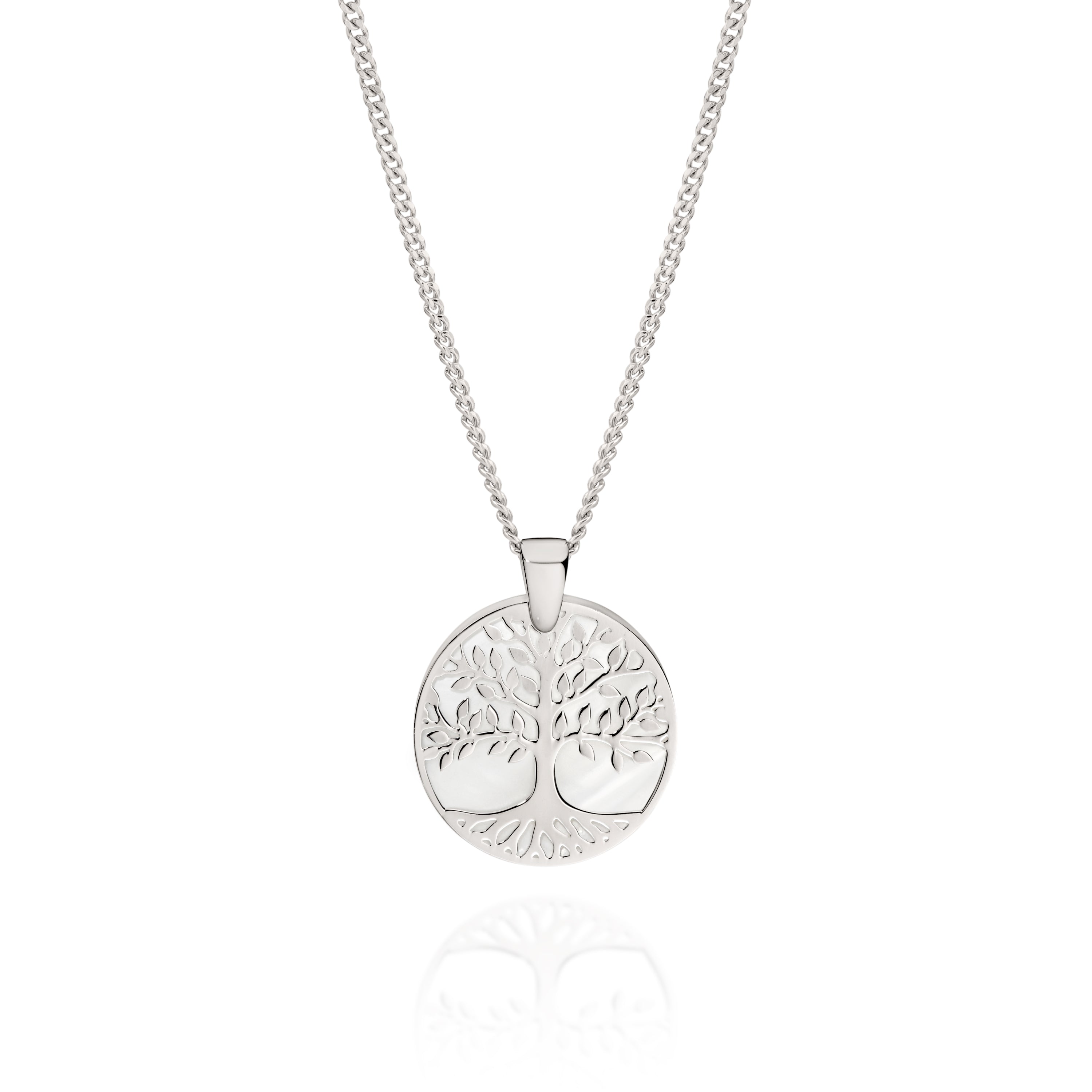 Sterling silver mother of pearl tree of life necklace