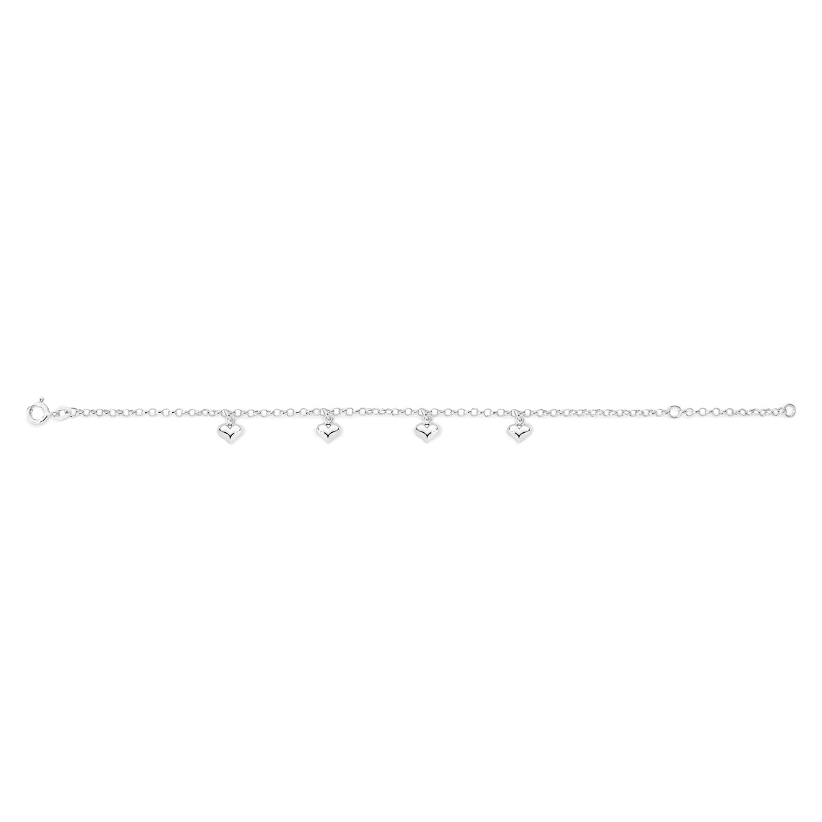Sterling Silver Bracelet with Heart Charms