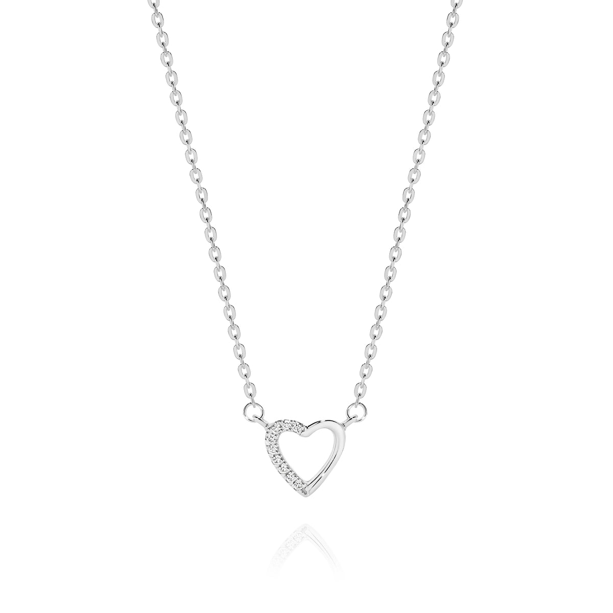 Sterling Silver Cubic Zirconia Heart Necklet