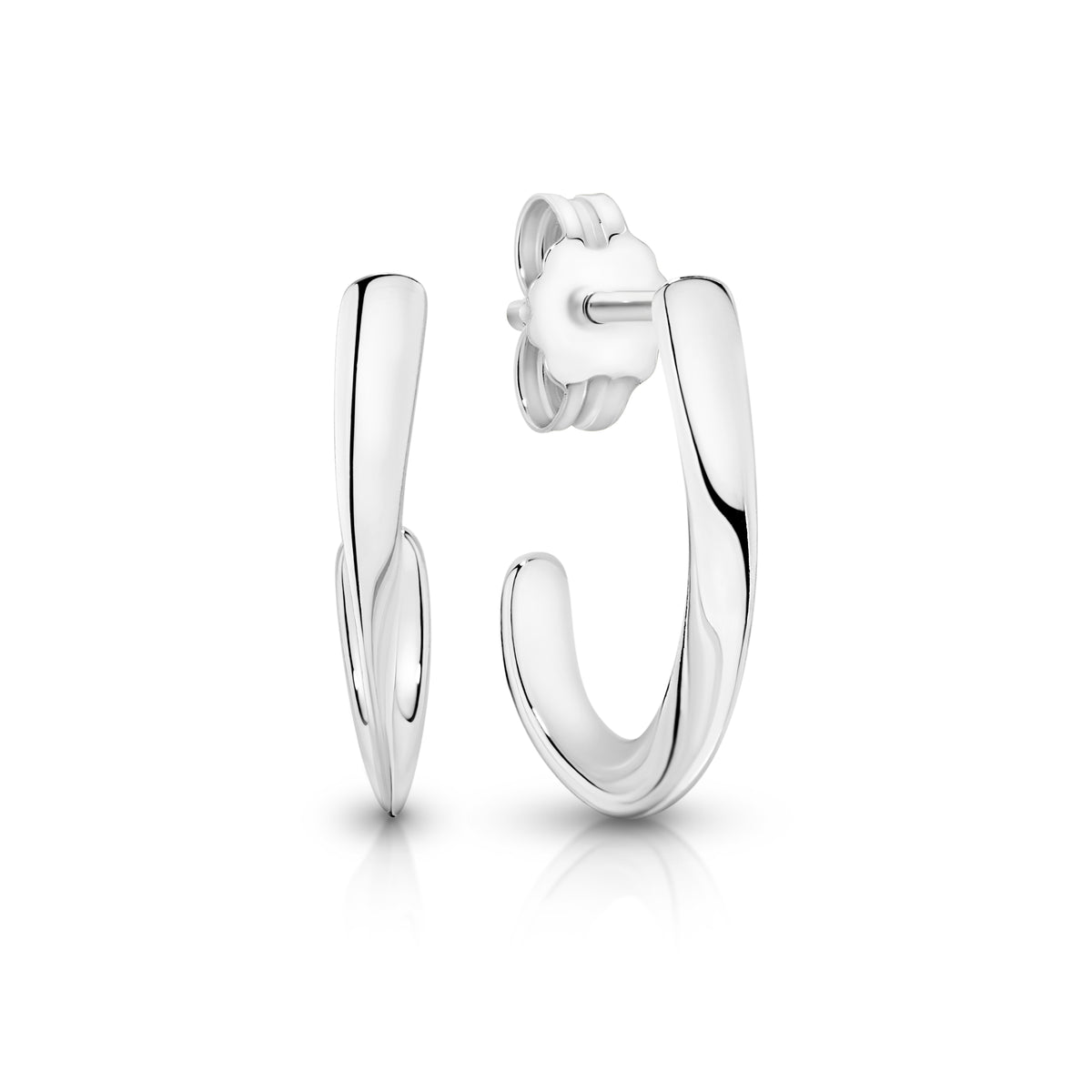 Sterling Silver polished twist huggie stud earrings