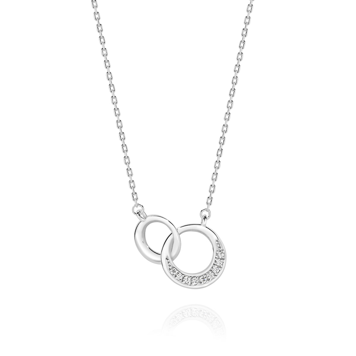 Sterling Silver Cubic Zirconia interlock necklet