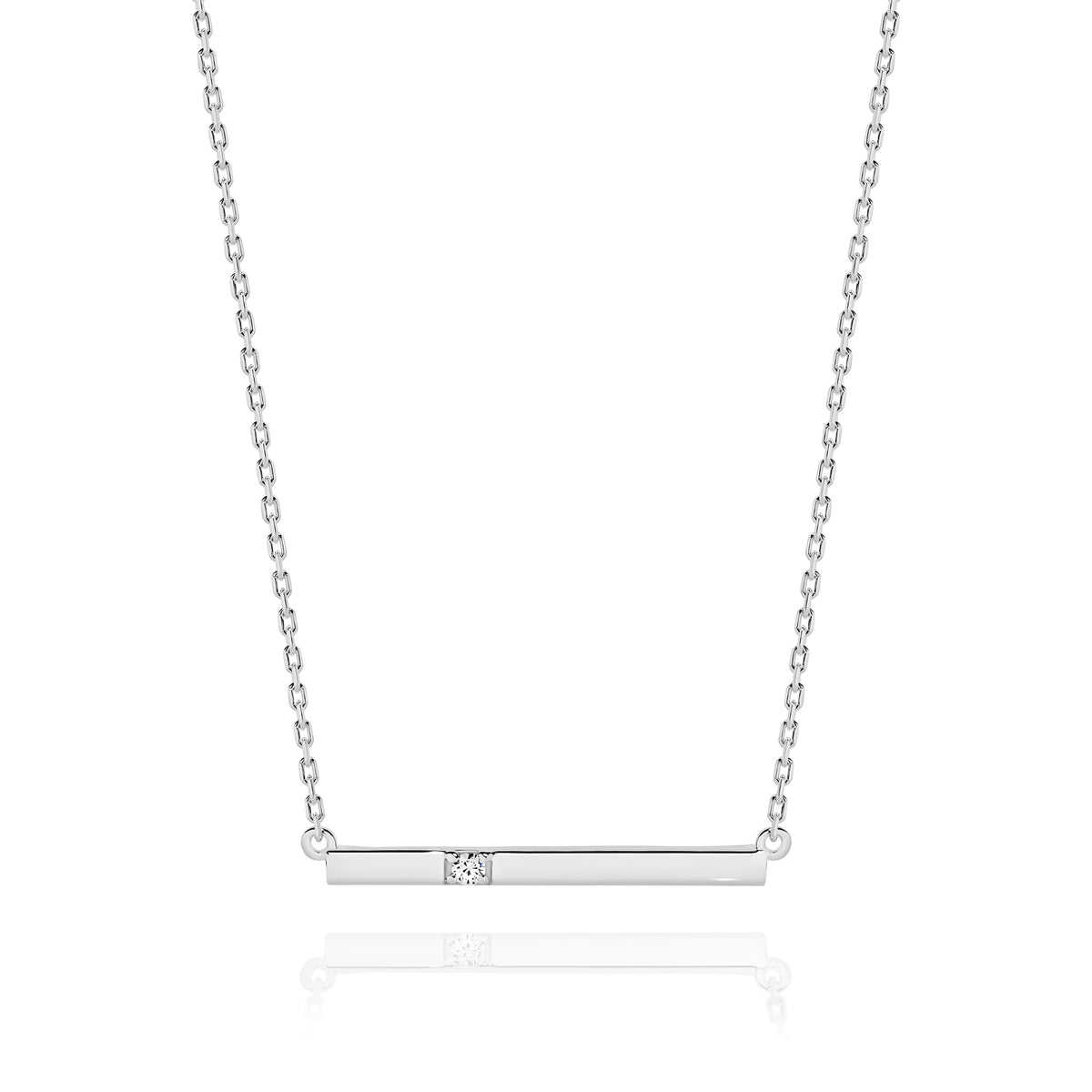 Sterling Silver Cubic Zirconia bar necklet