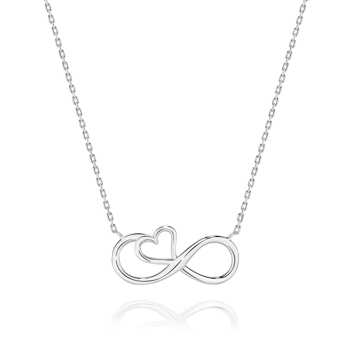 Sterling Silver polished heart infinity necklet