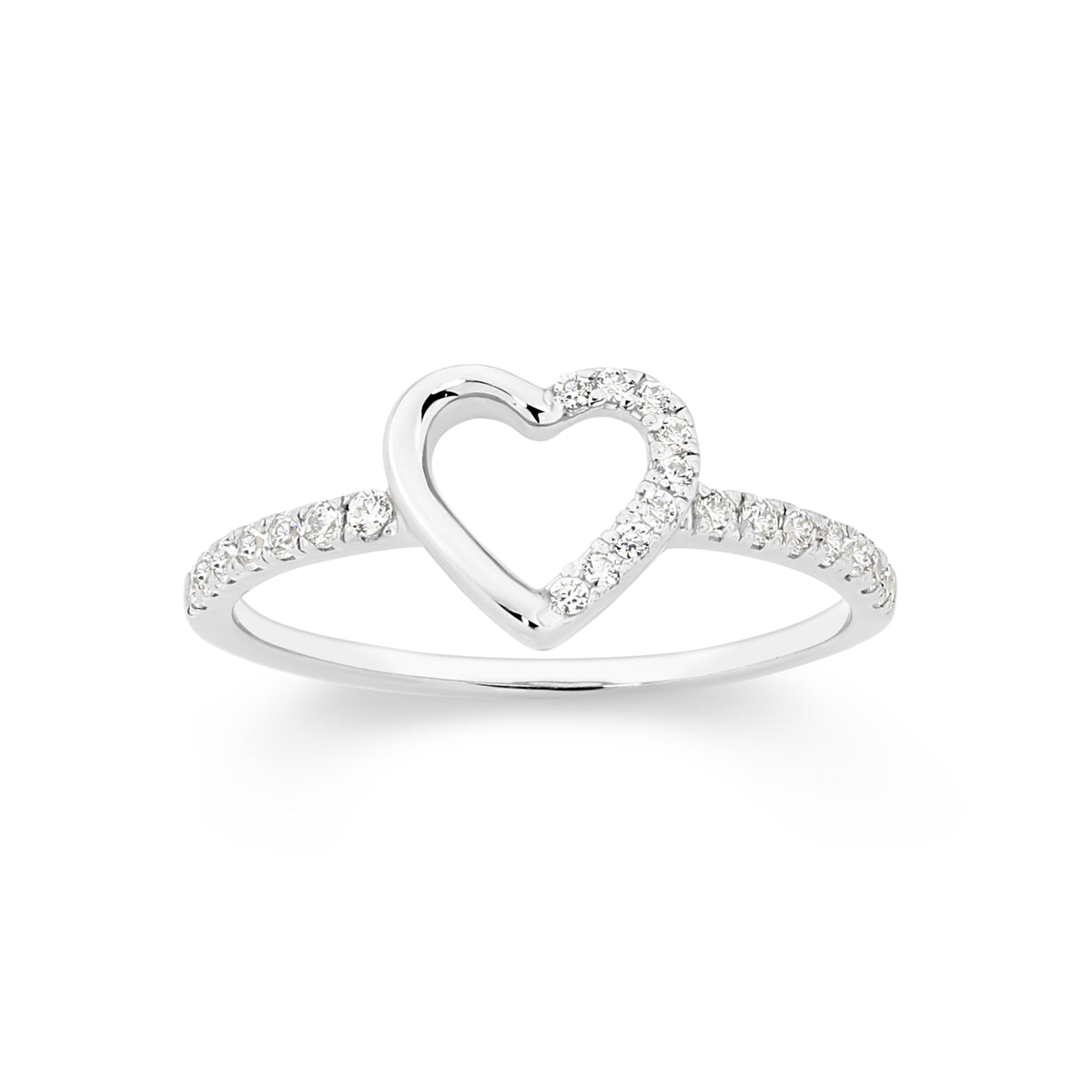 Sterling Silver cubic zirconia open heart ring