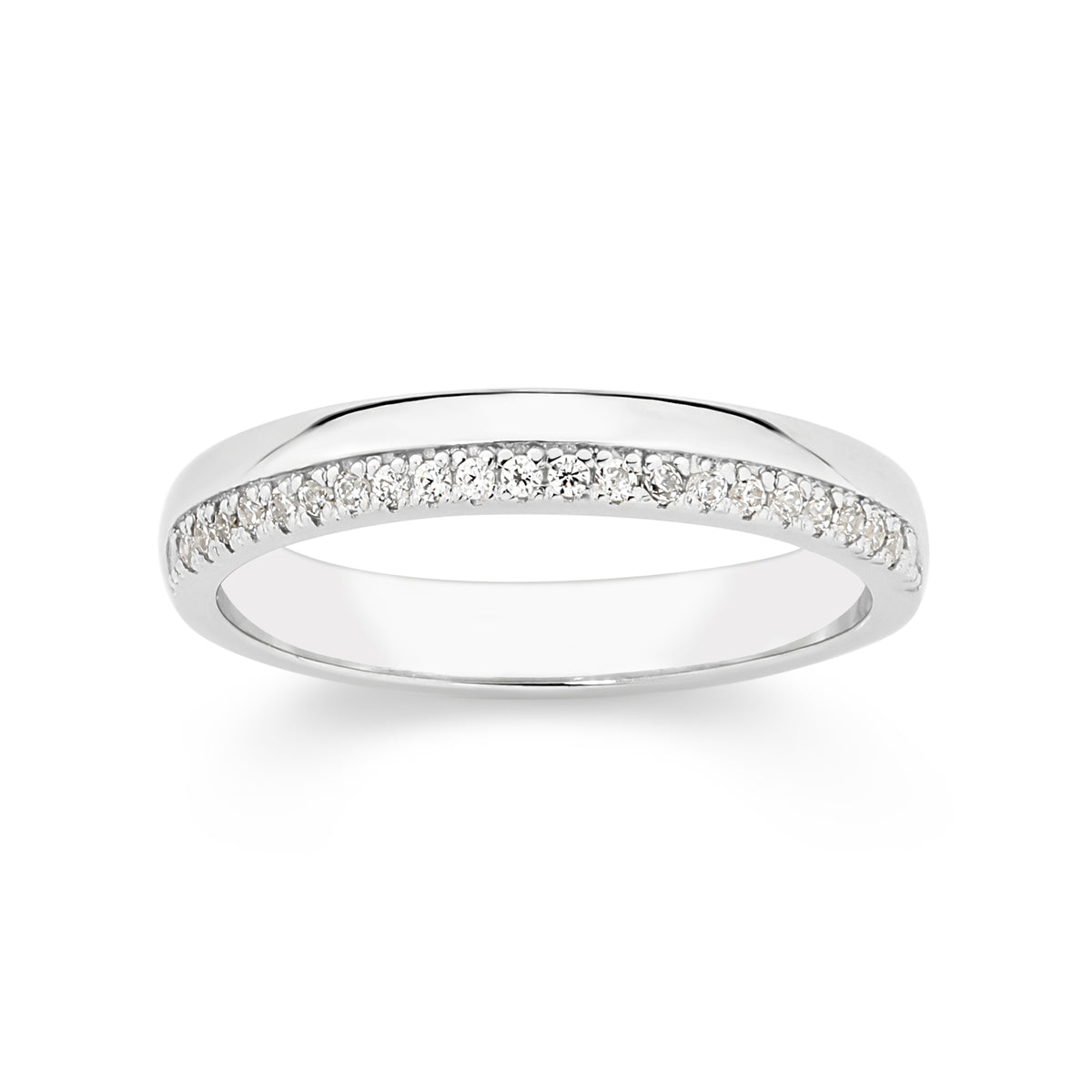 Sterling silver cubic zirconia polished band ring