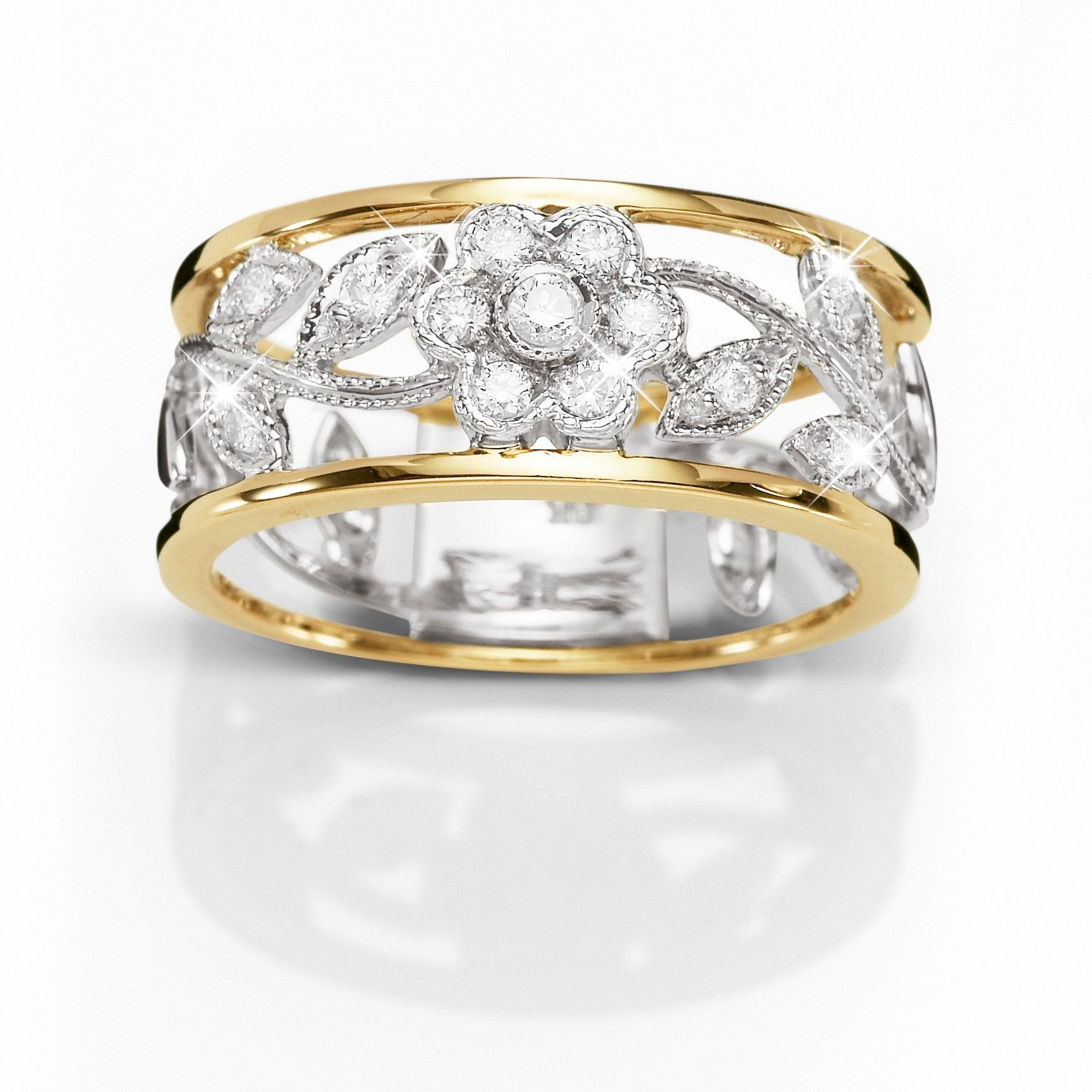 9ct gold 1/4ct diamond vine ring