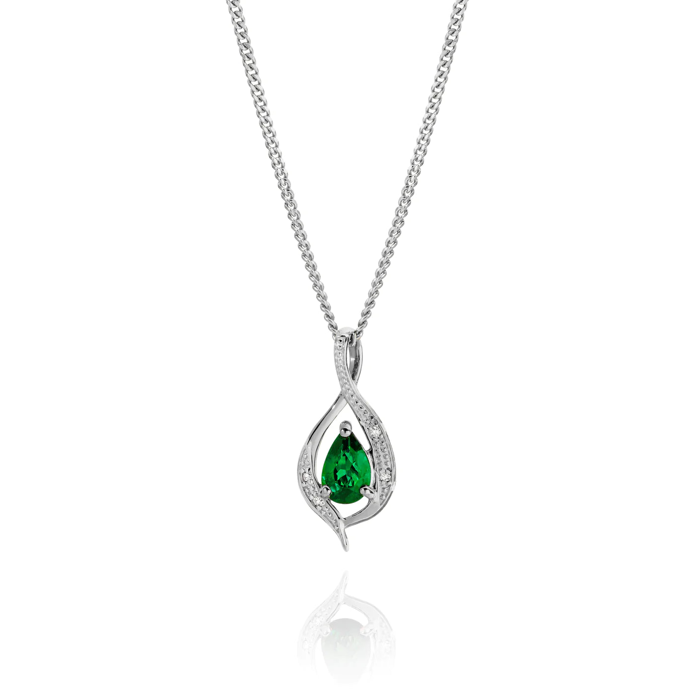 9ct white gold cr emerald & diamond pendant