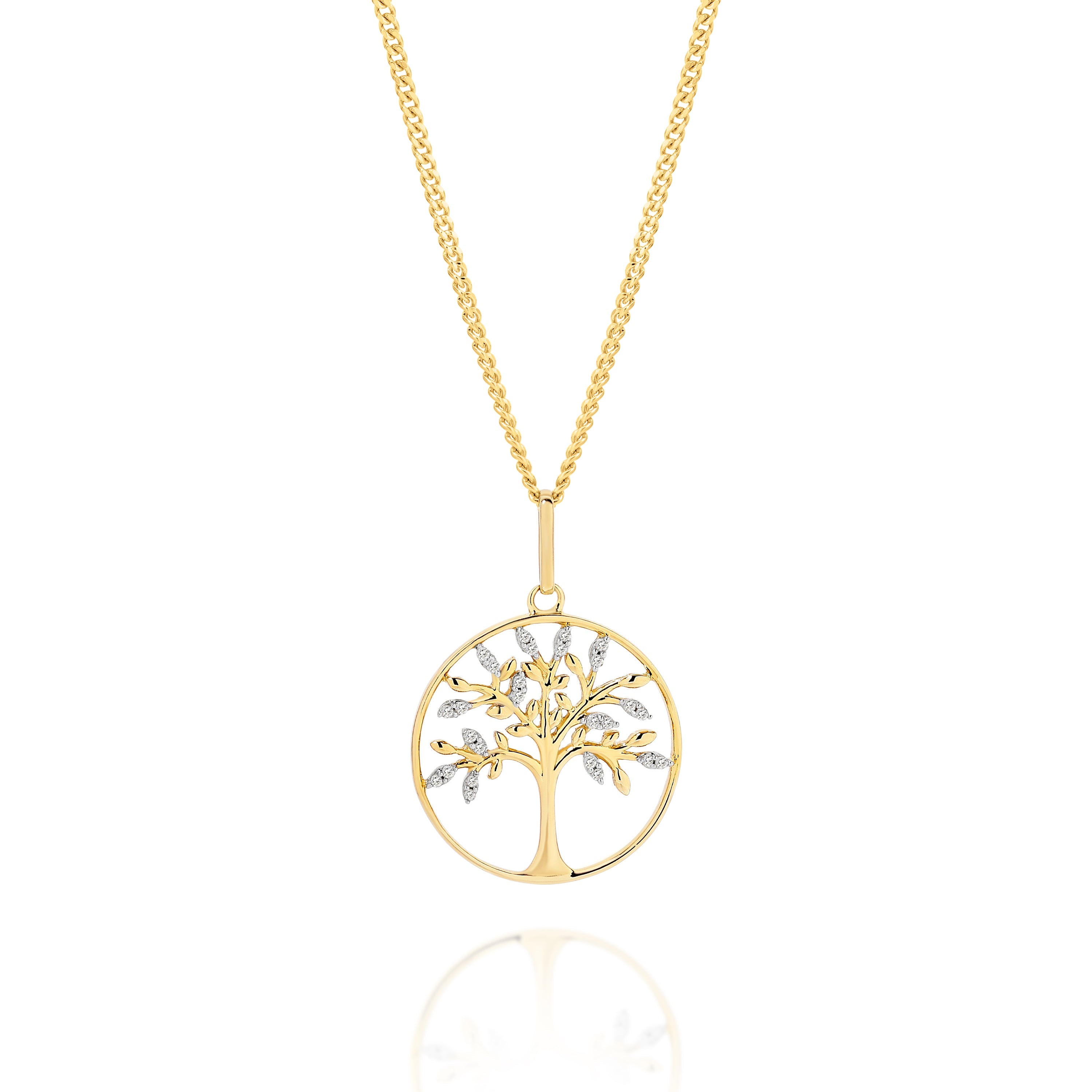 9ct 0.05ct diamond tree of life pendant