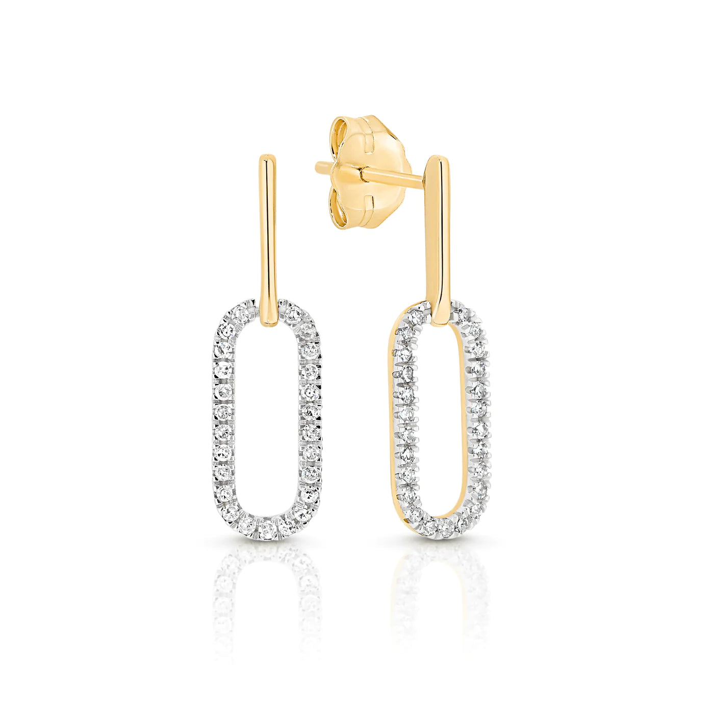 9ct 0.15ct diamond paperclip earrings