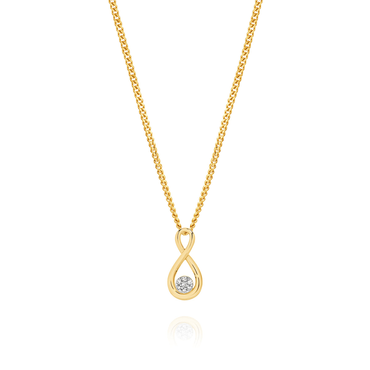 9ct Yellow Gold 0.03ct multistone cluster infinity slider pendant
