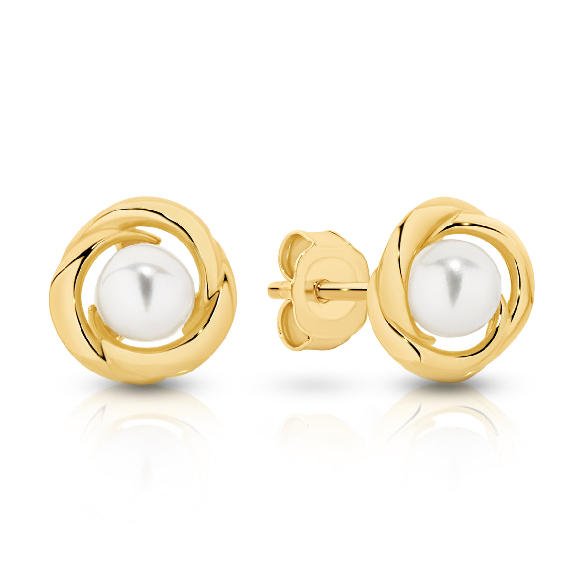 9ct Yellow Gold Pearl Knot Stud Earrings