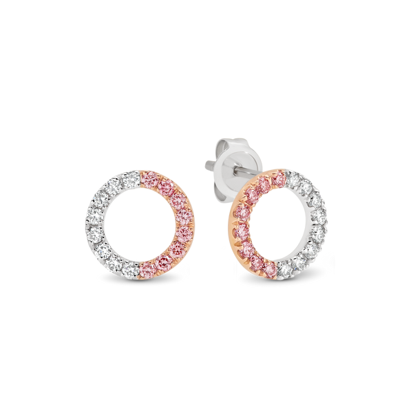 18 WG & RG Pink Diamond circle earrings