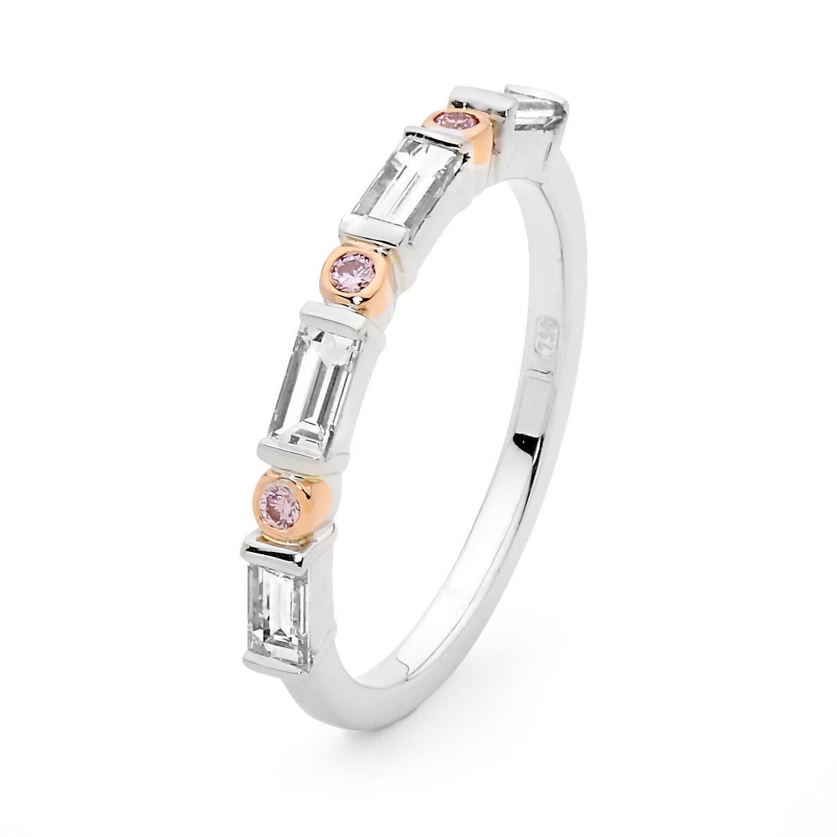 18ct white gold Pink Diamond wedding ring