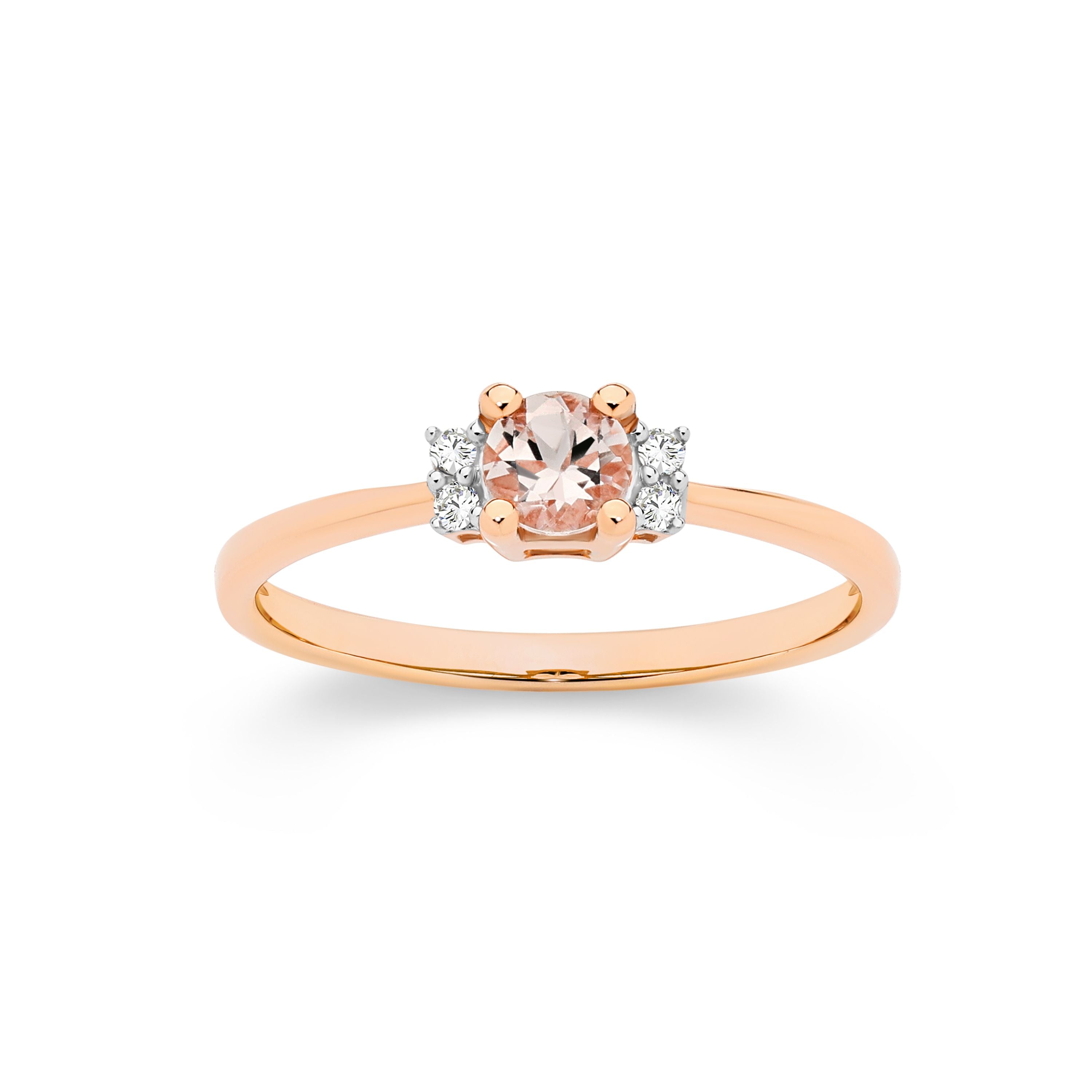 9ct Rose Gold Morganite and Diamond Ring
