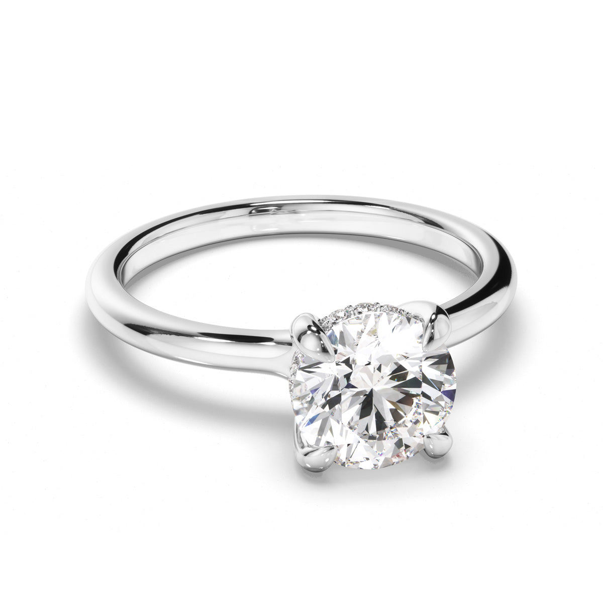Round Brilliant Cut Diamond Hidden Halo Engagement Ring