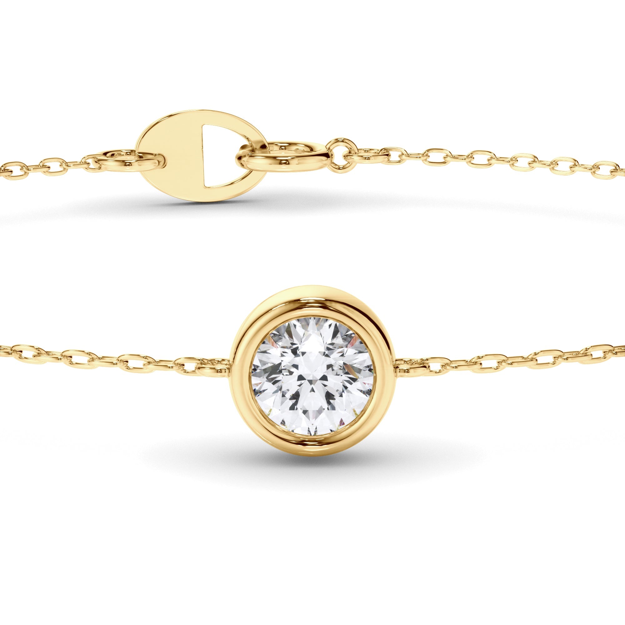 3-Stone Bezel Set Round Brilliant Cut Natural Mined Diamond Bracelet