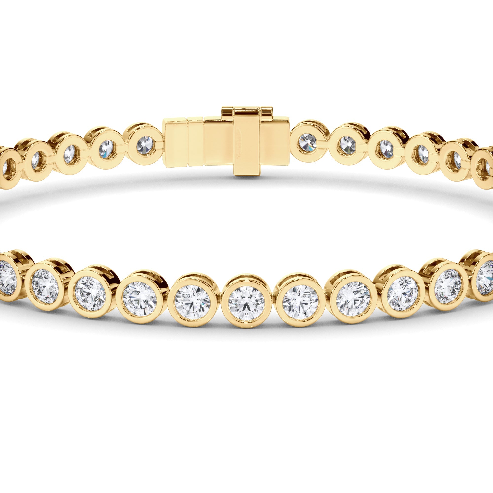 Round Brilliant Cut Laboratory Grown Diamond Bezel Set Tennis Bracelet