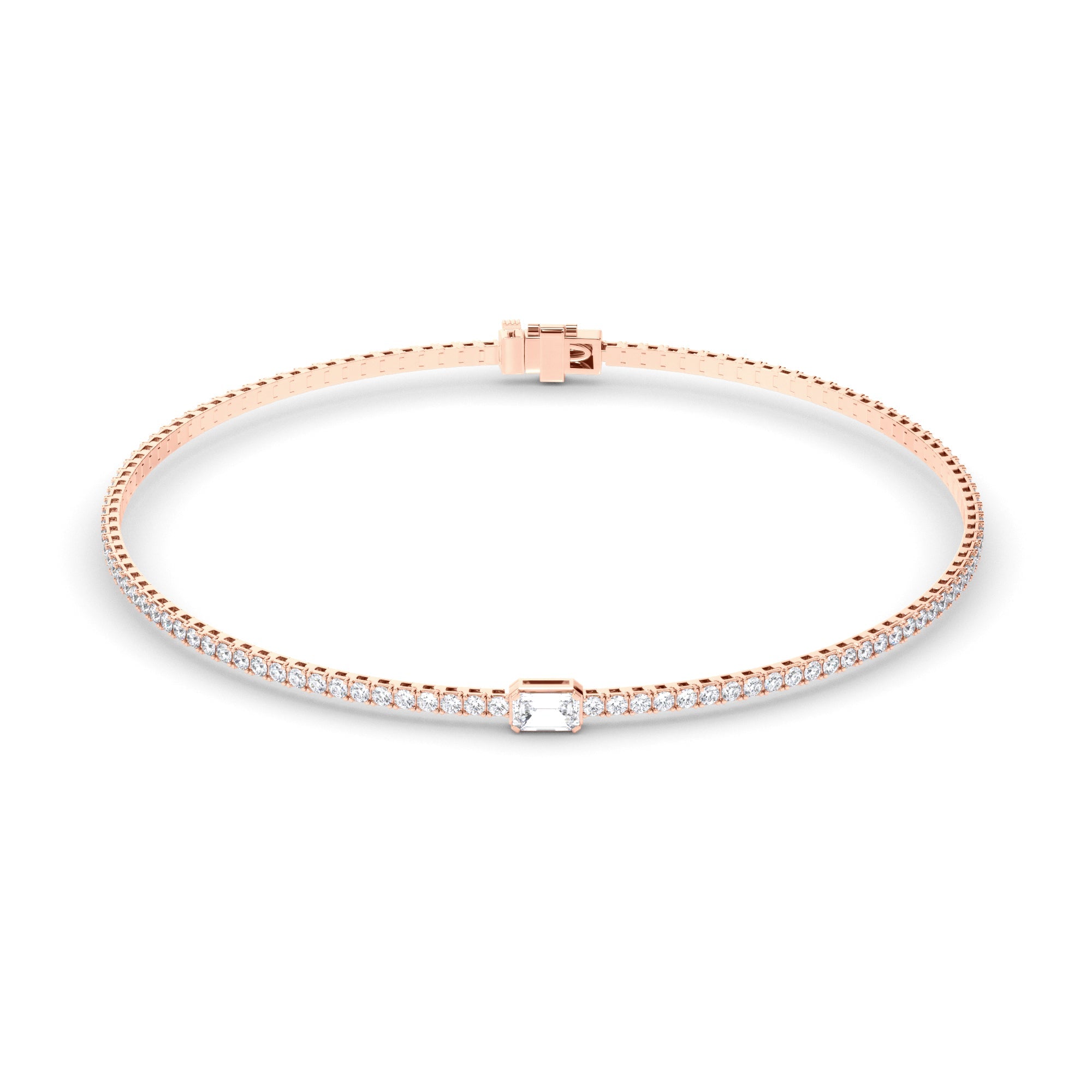 Emerald Cut Solitaire Laboratory Grown Diamond Tennis Bracelet