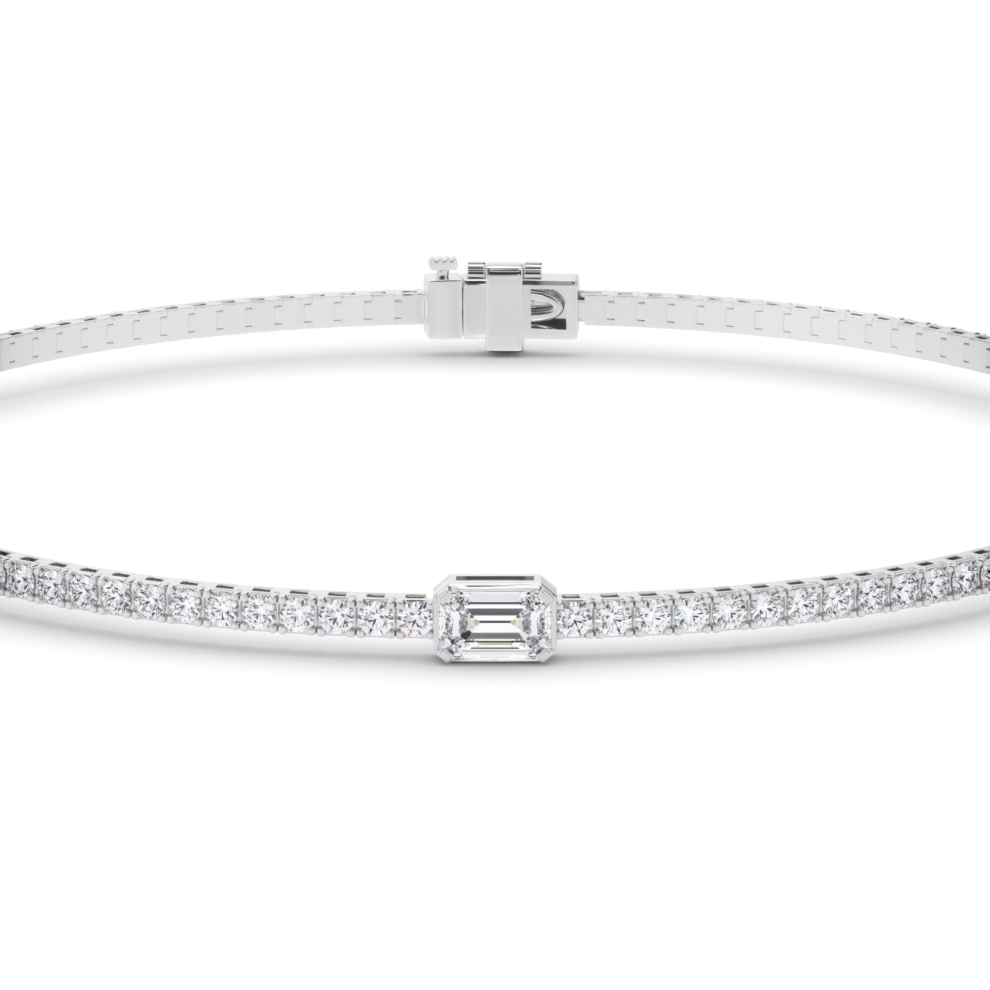 Emerald Cut Solitaire Laboratory Grown Diamond Tennis Bracelet