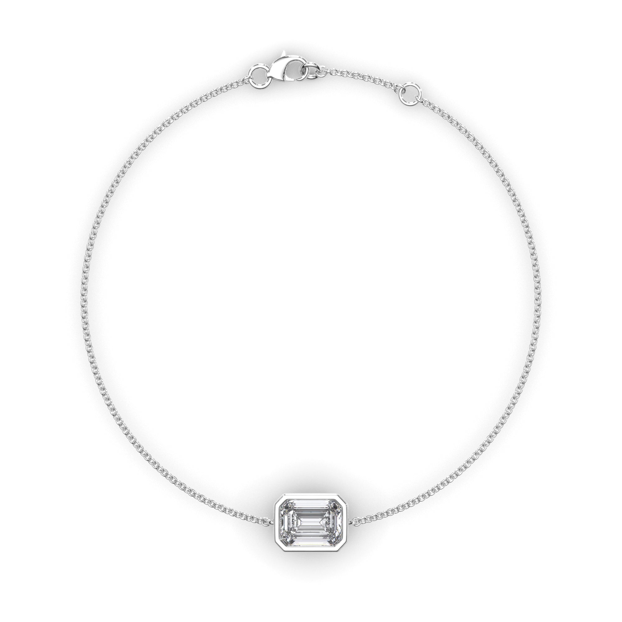 Emerald Cut Diamond Bezel Set Bracelet