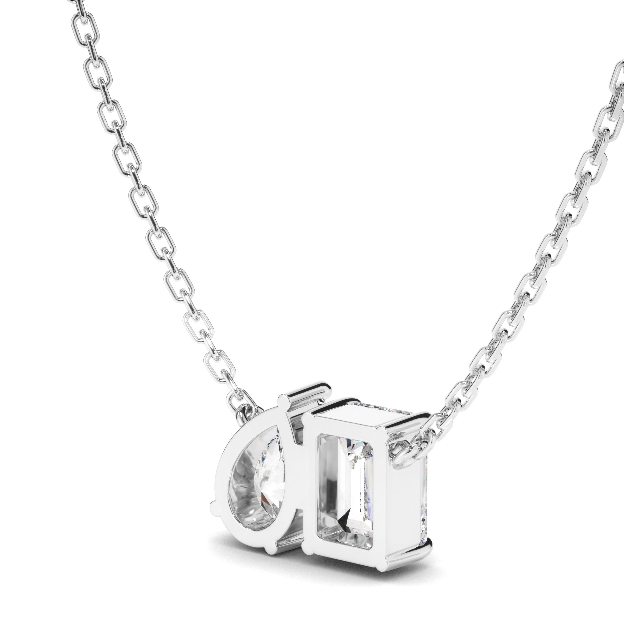 Emerald & Pear Cut Diamond Toi et Moi Necklet