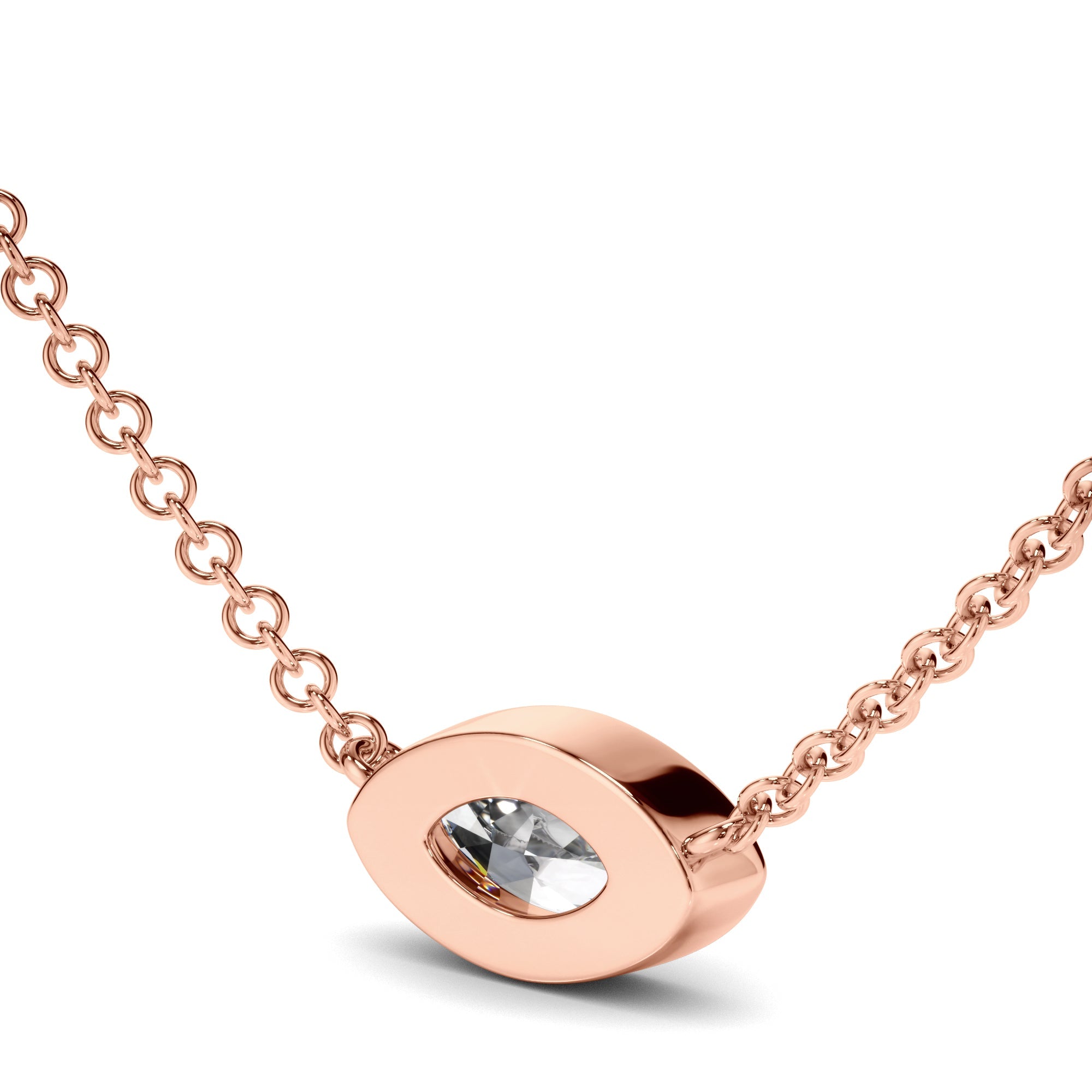 East West Marquise Cut Diamond Bezel Set Solitaire Necklet