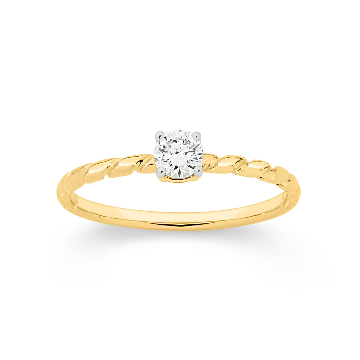9ct yellow gold 0.20ct lab diamond round claw set pettit ring