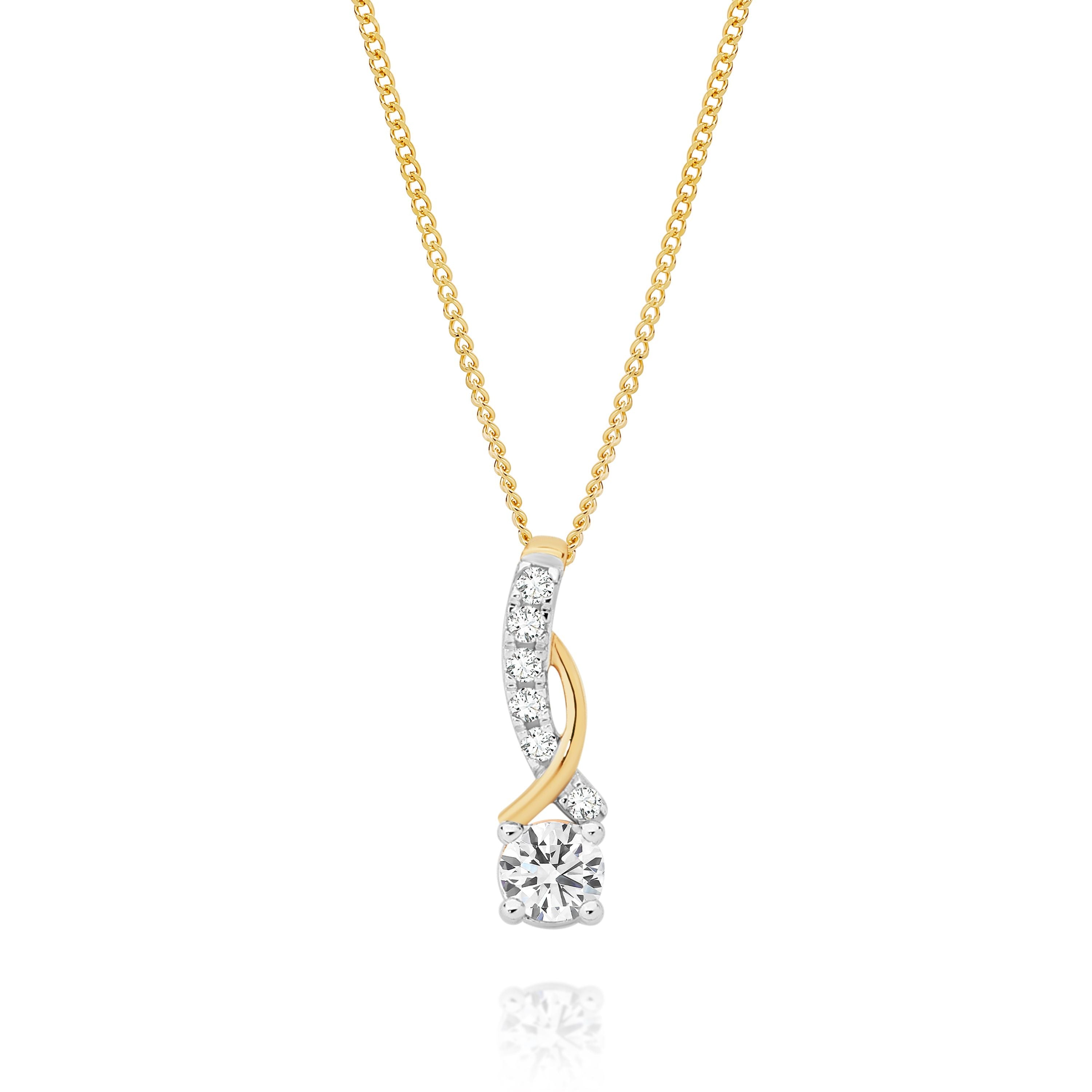 9ct Yellow Gold 0.30ct Lab Grown Diamond Crossover Pendant