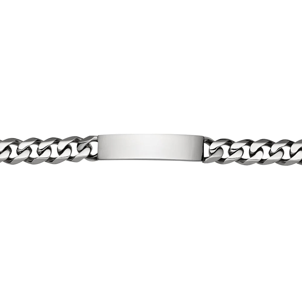 Stainless steel curb bracelet with engravable ID plate