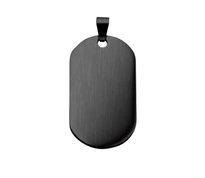 Stainless steel single black dog tag pendant