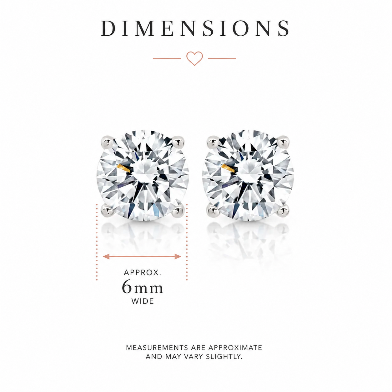 Sterling Silver 6mm round cubic zirconia stud earrings