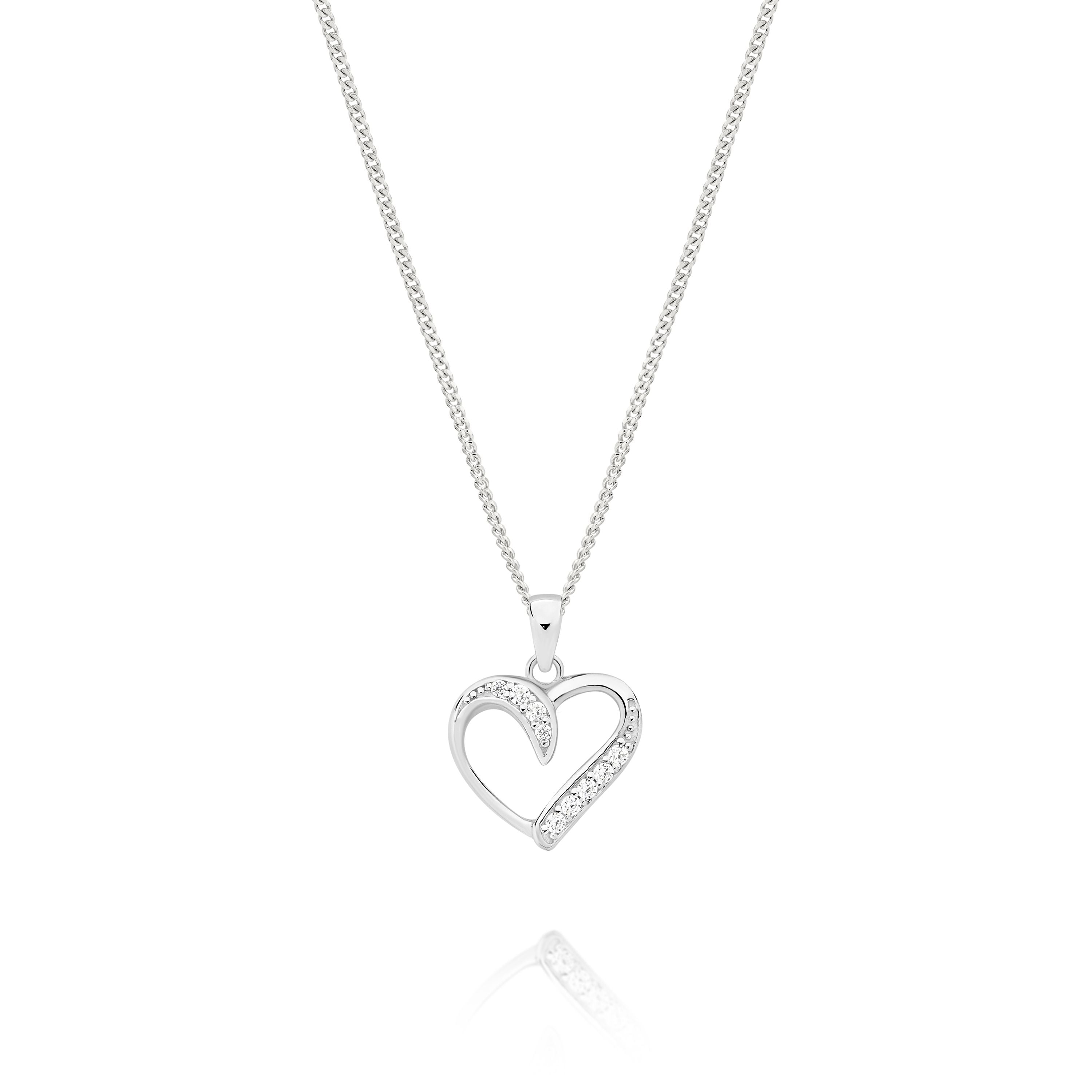 Sterling Silver Cubic Zirconia Heart Pendant