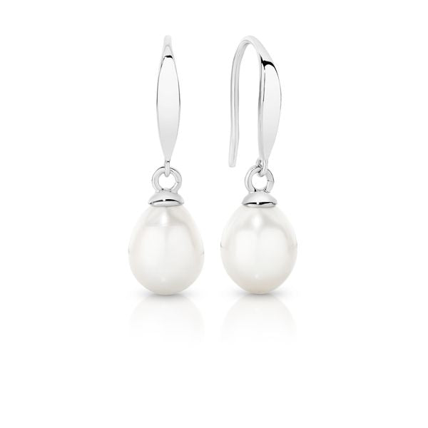 Sterling Silver Freshwater Pearl Shepard Hook Drop Earrings