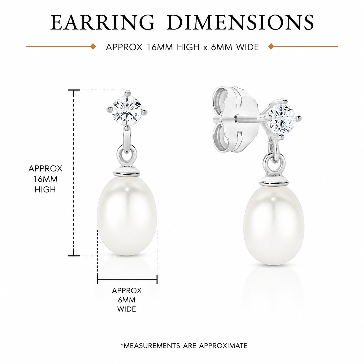 Sterling Silver Freshwater Pearl and Cubic Zirconia Earrings