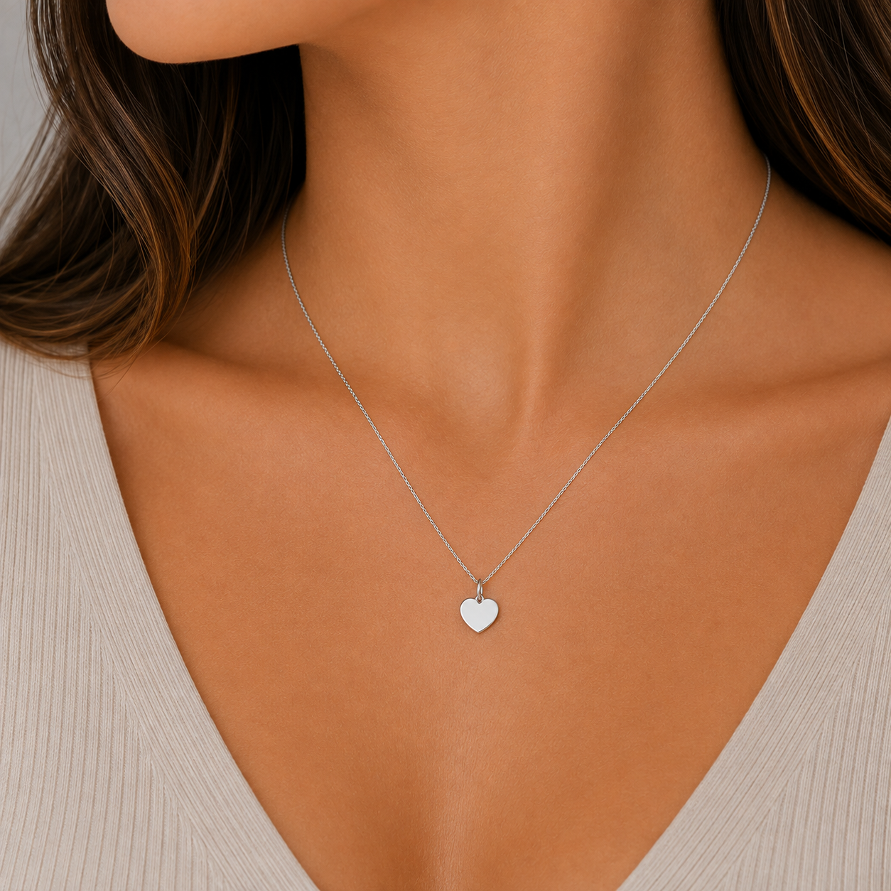 Sterling Silver Heart Engravable Disc Pendant