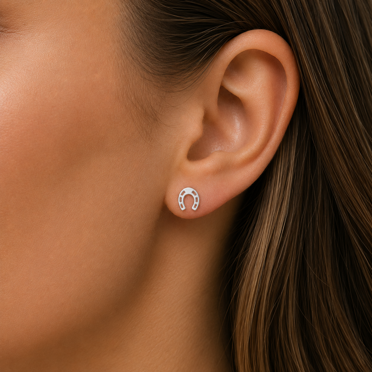 Sterling Silver Horseshoe Stud Earrings