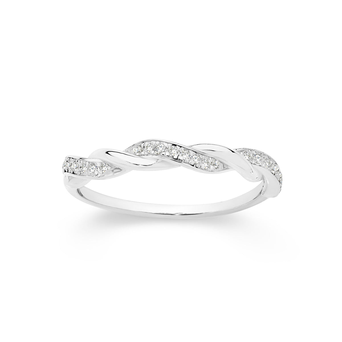 Sterling Silver Rope Twist Cubic Zirconia Ring
