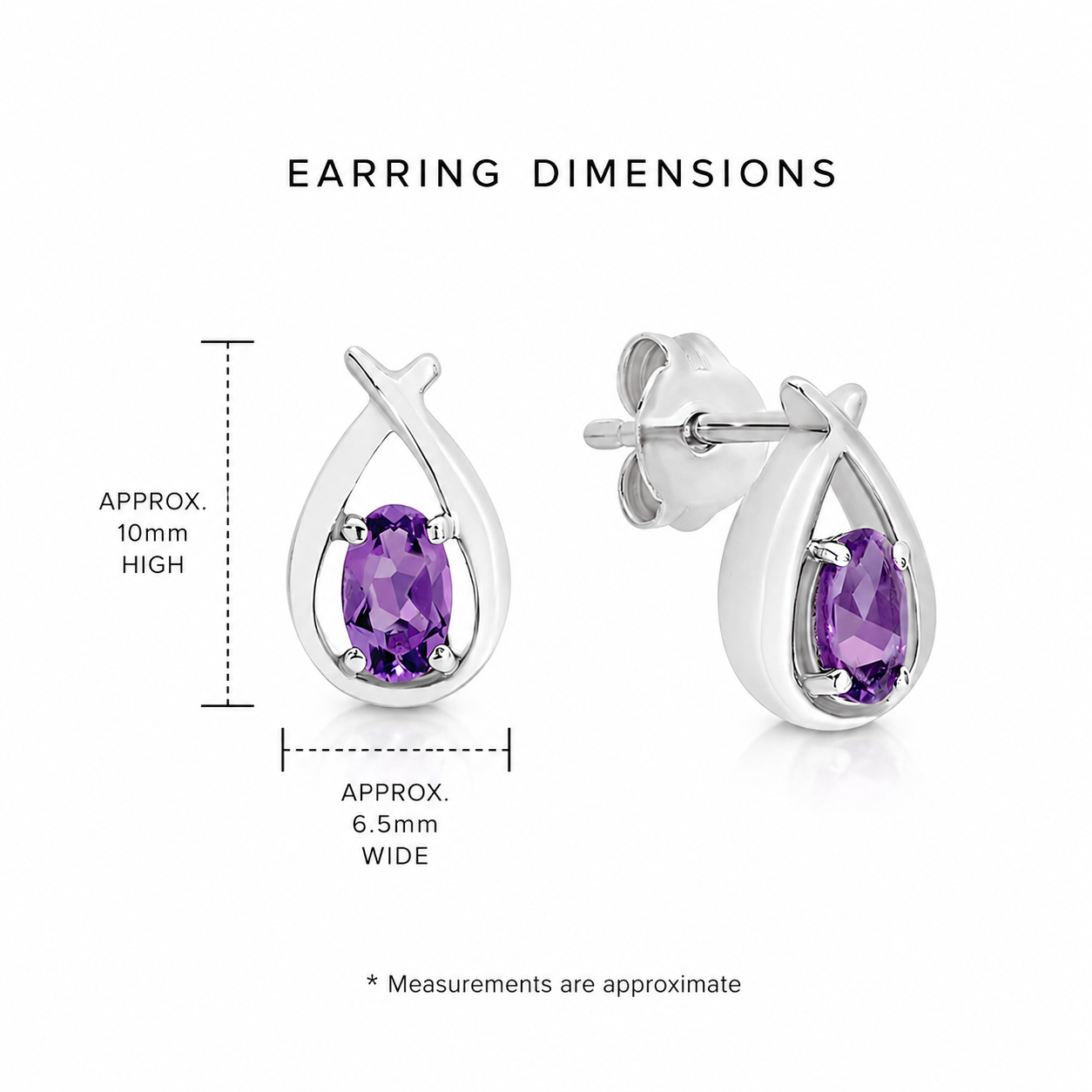 Sterling Silver amethyst crossover stud earrings