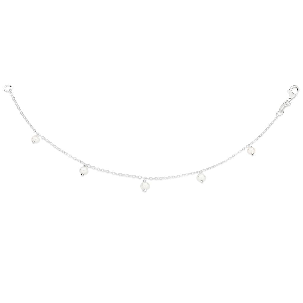 Sterling Silver belcher necklet with simulated pearl drops 45cm