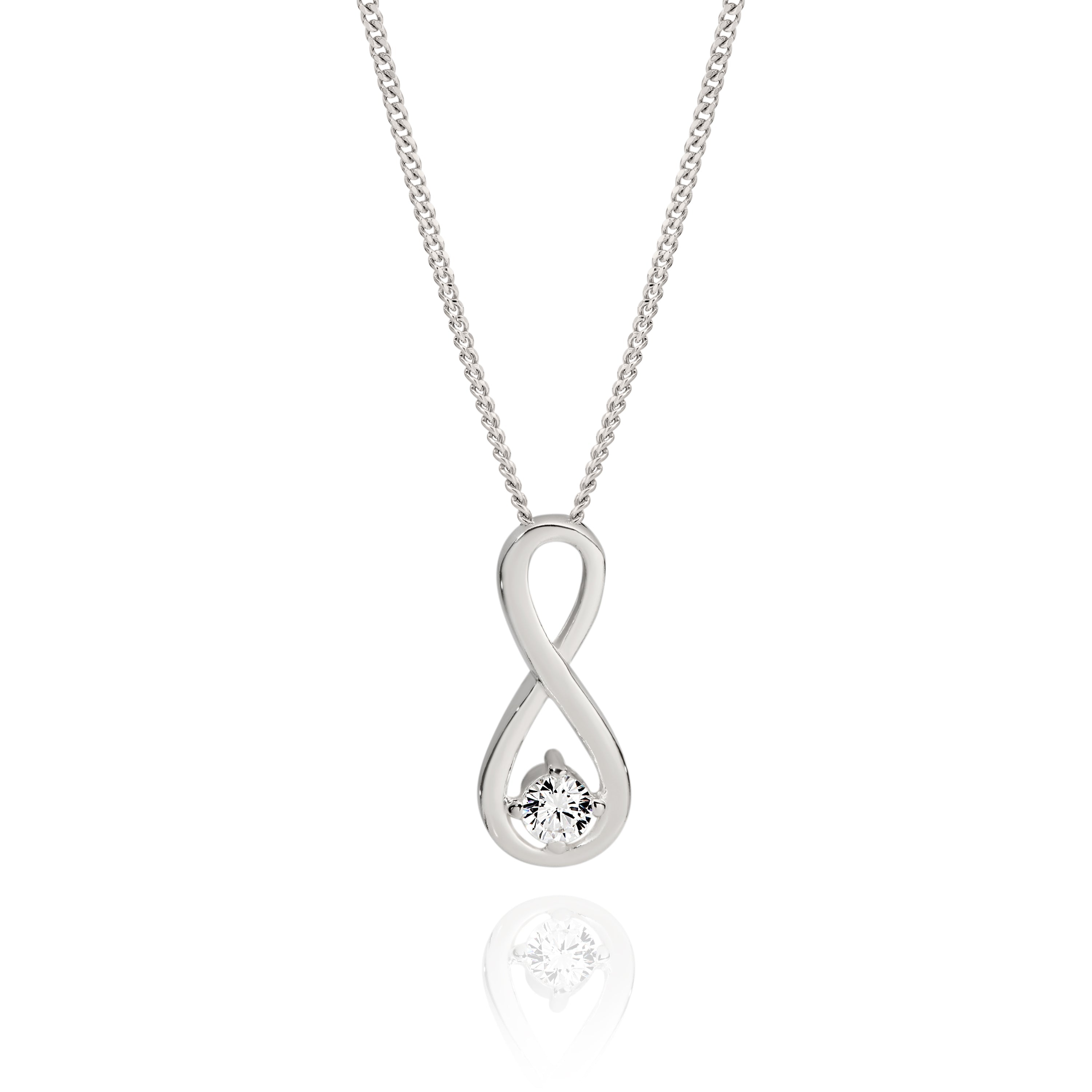 Sterling Silver cubic zirconia infinity pendant