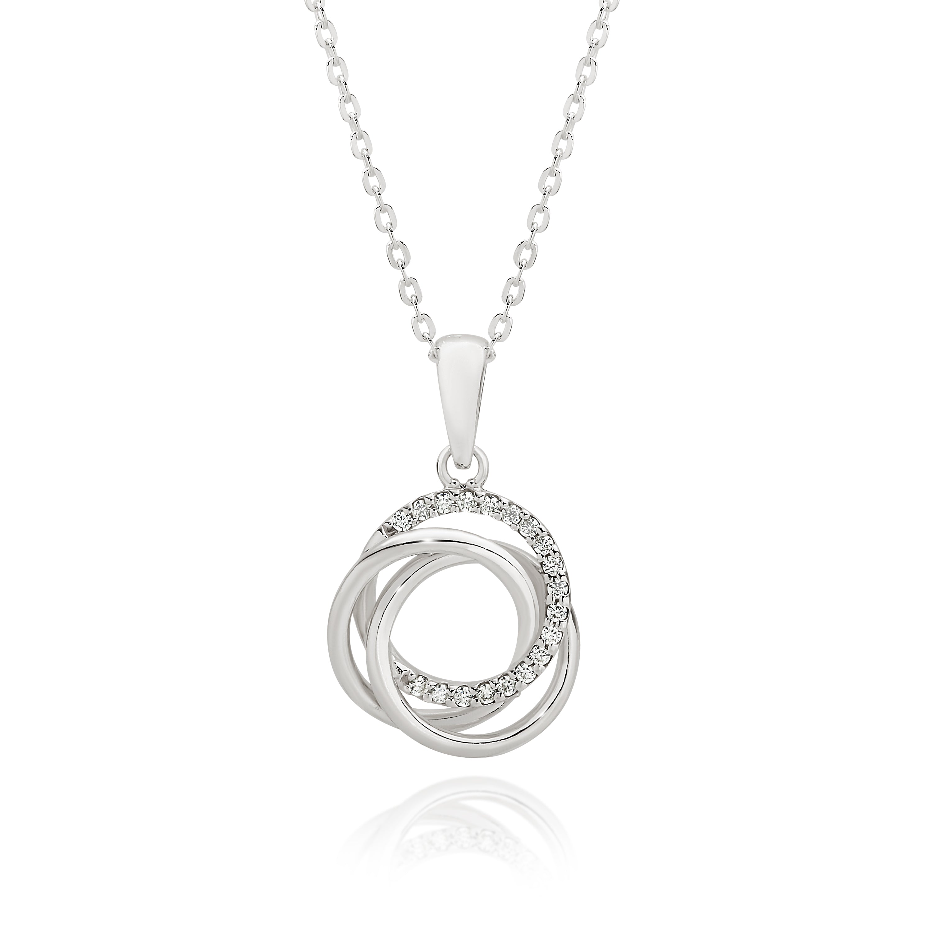Sterling Silver cubic zirconia love knot necklet