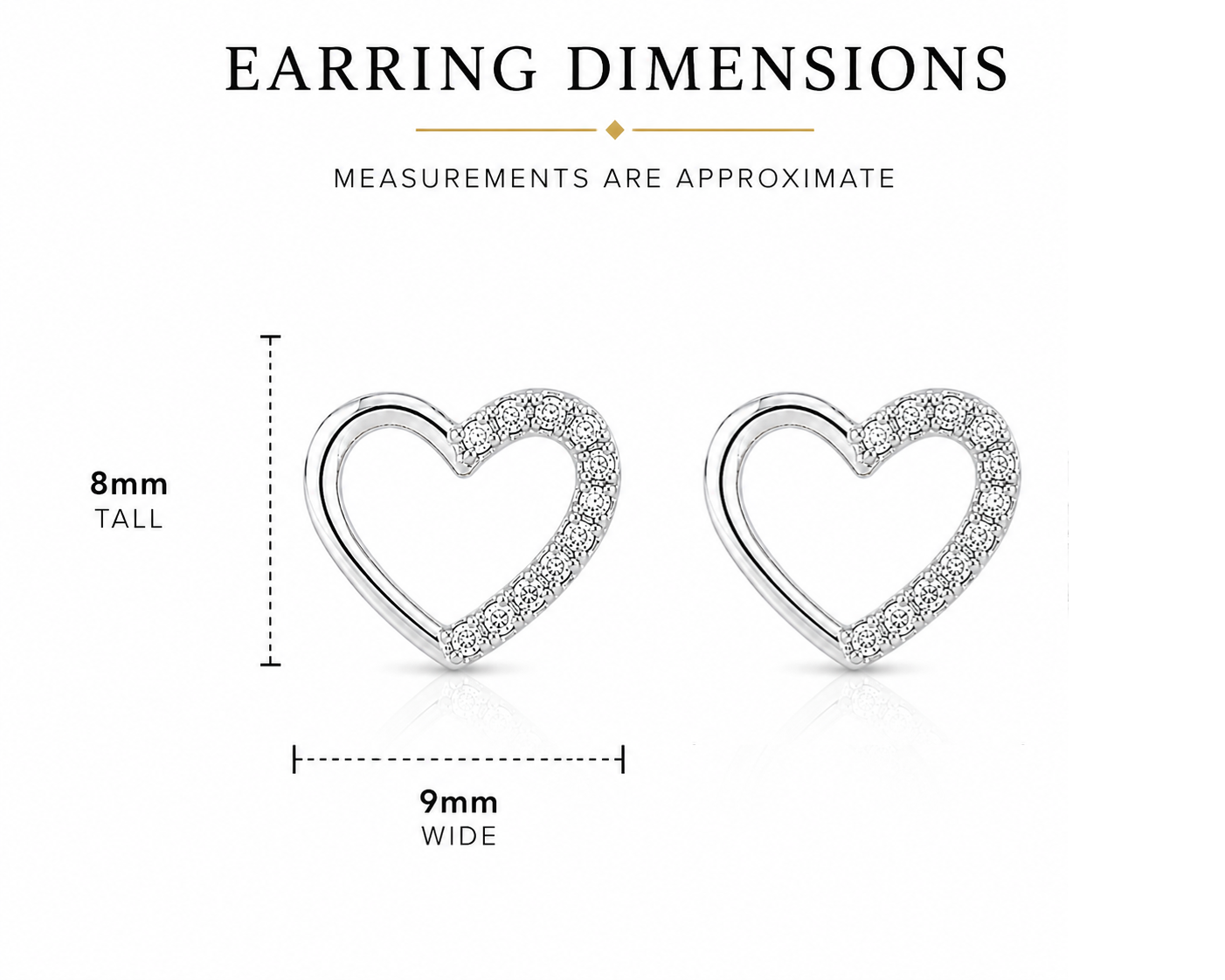 Sterling Silver cubic zirconia open heart stud earrings