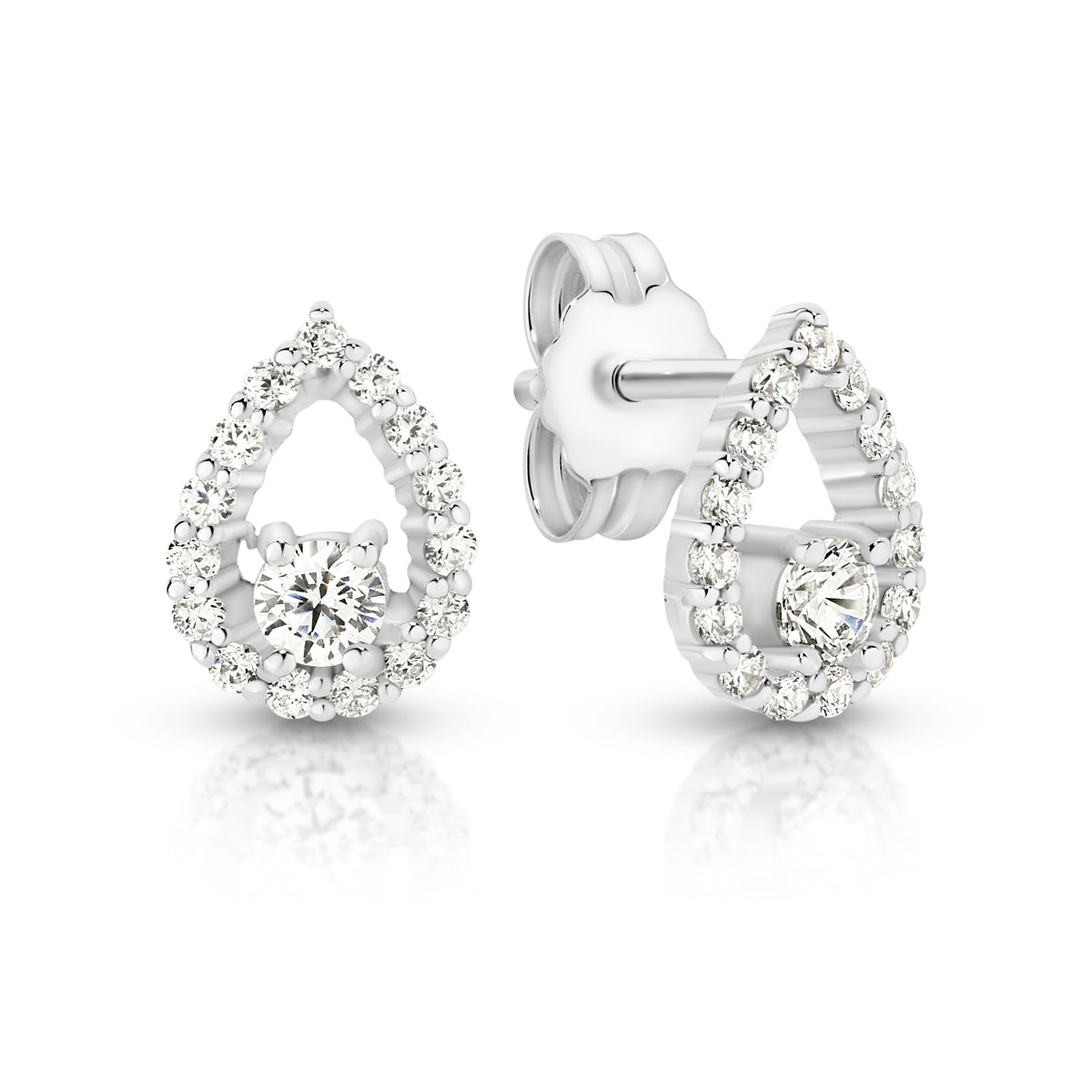 Sterling Silver cubic zirconia pear shaped stud earrings