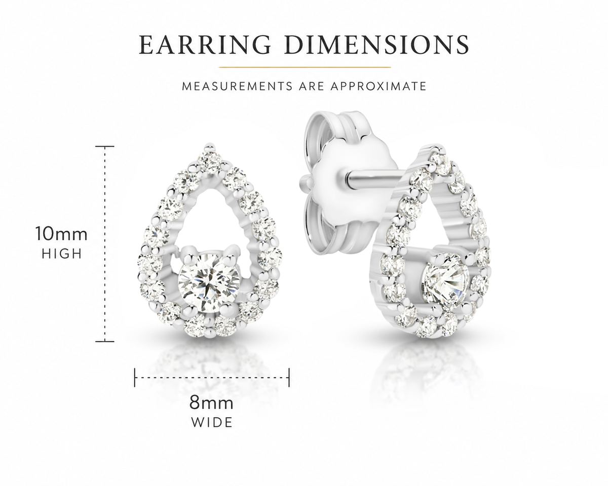 Sterling Silver cubic zirconia pear shaped stud earrings