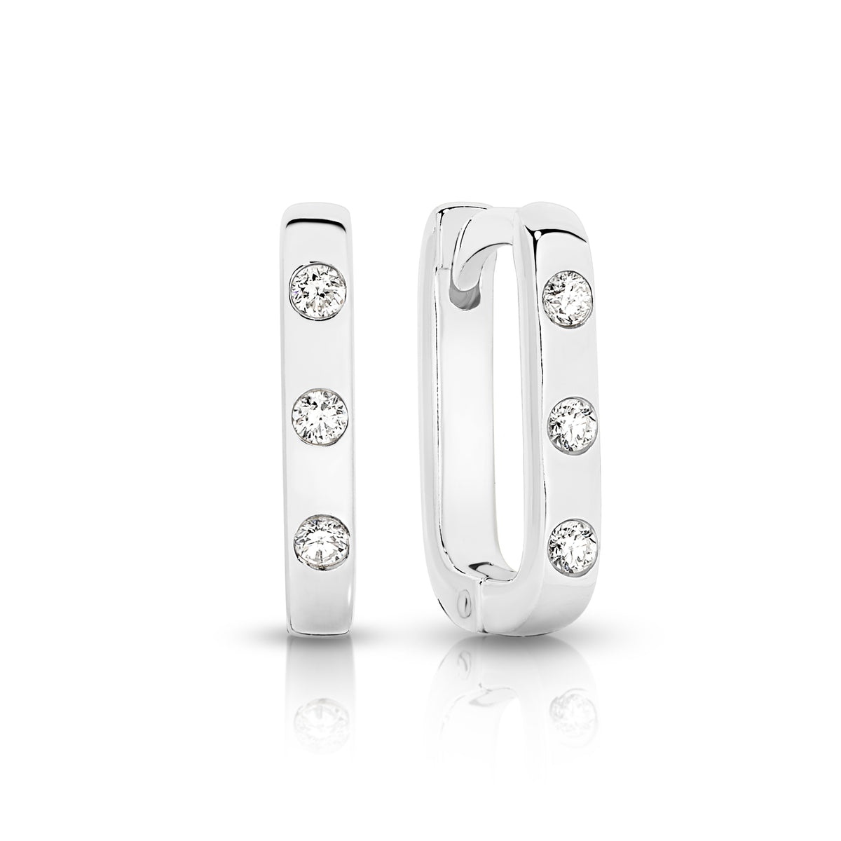 Sterling Silver cubic zirconia set huggie earrings