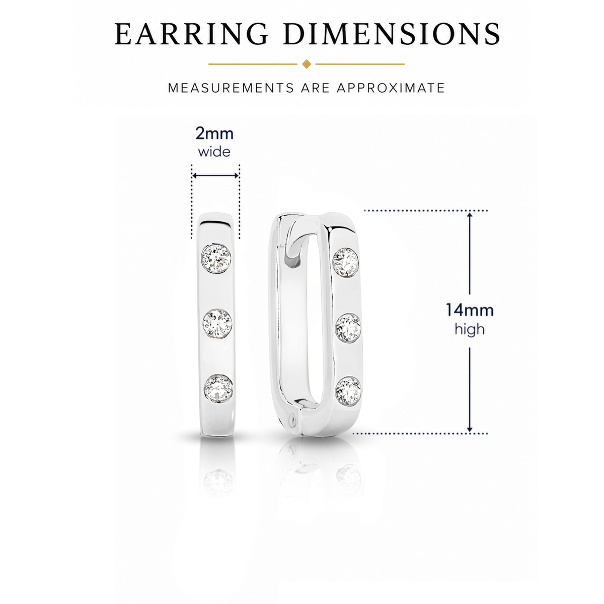 Sterling Silver cubic zirconia set huggie earrings