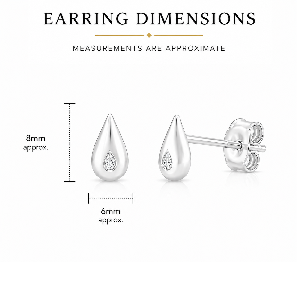 Sterling Silver cubic zirconia set teardrop stud earrings