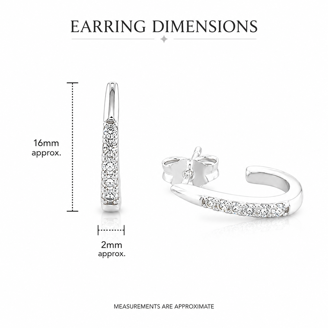 Sterling Silver cubic zirconia tapered loop stud earrings