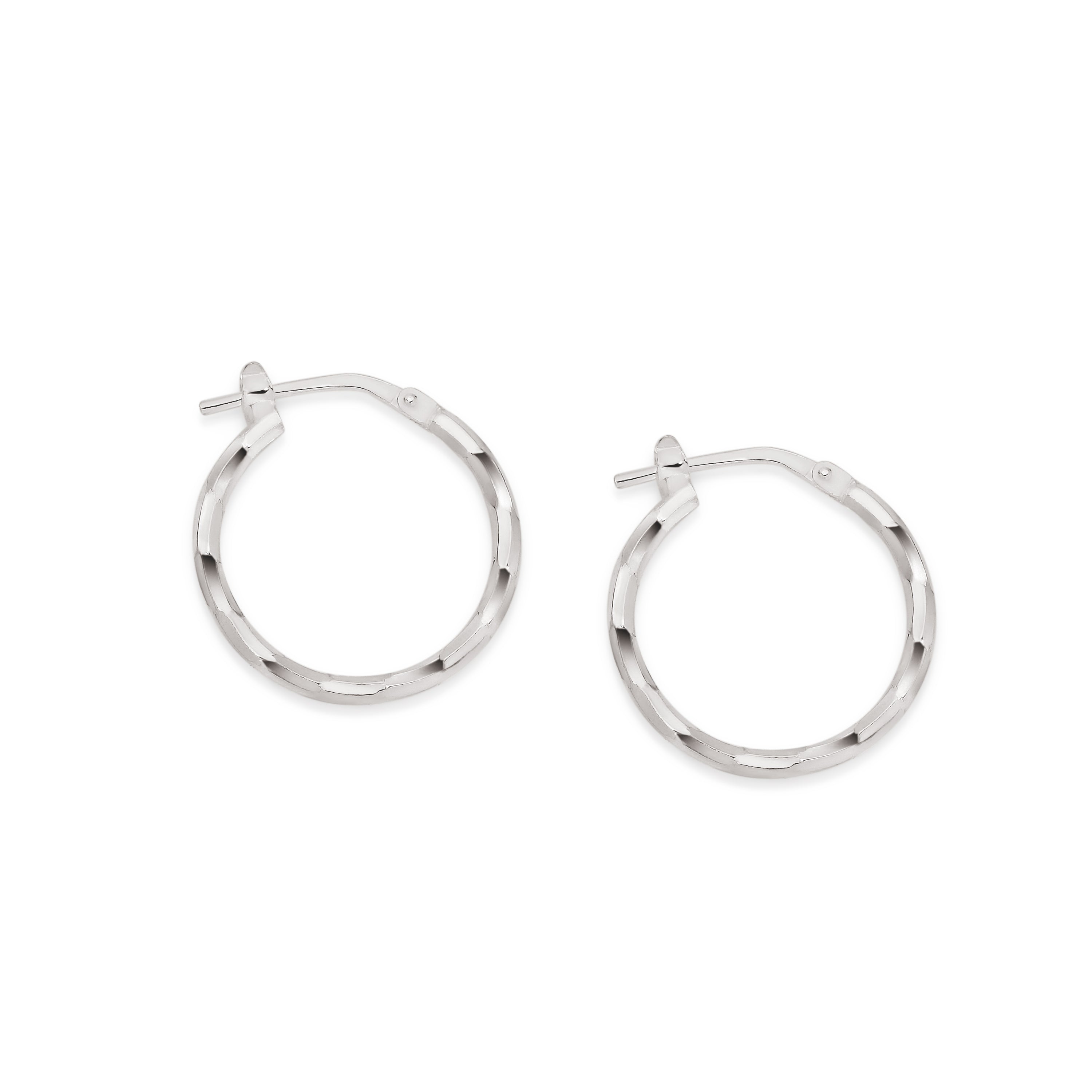 Sterling Silver diamond cut hoops 15mm