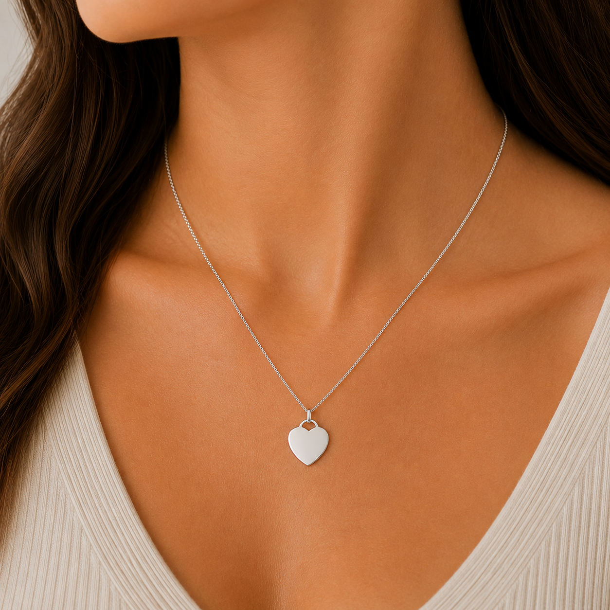 Sterling Silver engravable heart disc pendant